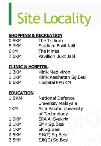 RUMAWIP Tepian Tasik distances to shopping, hospitals and educational institutions