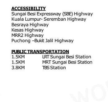 RUMAWIP Tepian Tasik nearby highways and public transport distances