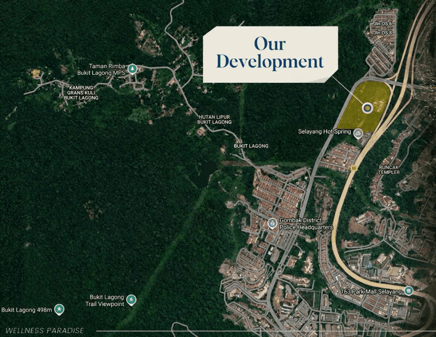 Sapphire Selayang satellite site map beside Selayang Hot Spring and Bukit Lagong forest