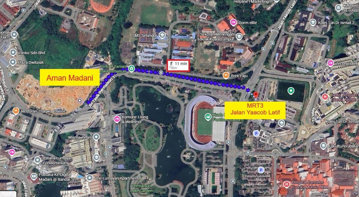 RUMAWIP Bandar Sri Permaisuri map showing the site near MRT3 Jalan Yaacob Latif