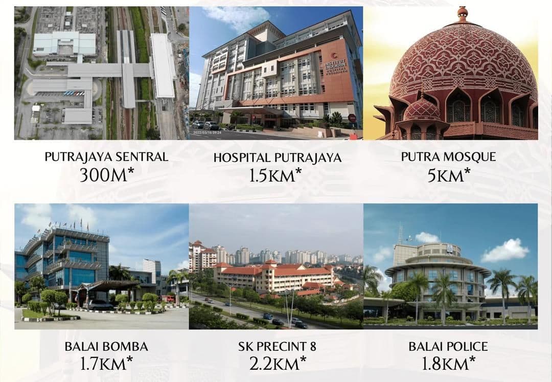 RUMAWIP Residensi Sentral Putrajaya distances to Putrajaya Sentral, hospital, mosque and civic services